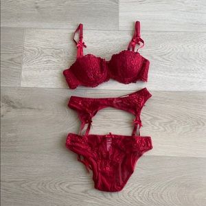 Red lace lingerie